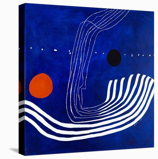 The red moon in the blue evening-Hyunah Kim-Stretched Canvas