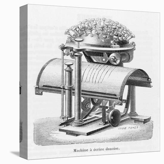 The Remarkable Typewriter Invented by Rasmus Hans Malling Johan Hansen in 1865-Louis Poyet-Stretched Canvas