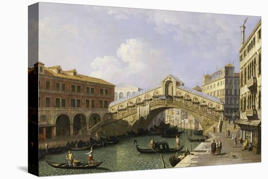 The Rialto Bridge Venice from the South with the Fondamenta Del Vin and the Fondaco Dei Tedeschi-Canaletto-Premier Image Canvas