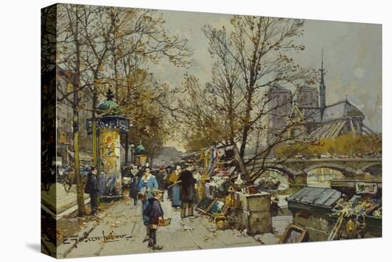 The Rive Gauche, Paris, with Notre Dame Beyond-Eugene Galien-Laloue-Premier Image Canvas