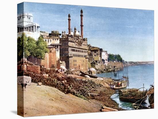 The River Ganges and the Burning Ghats at Benares (Varanas), India, Early 20th Century-null-Premier Image Canvas