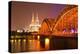 The River Rhine and Cologne Cathedral at Night, Cologne, North Rhine-Westphalia, Germany, Europe-Julian Elliott-Premier Image Canvas