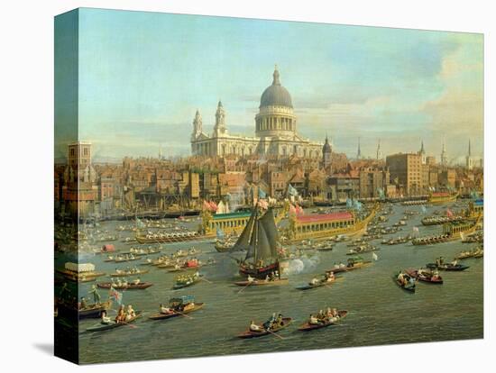 The River Thames with St. Paul's Cathedral on Lord Mayor's Day, Detail of St. Paul's Cathedral-Canaletto-Premier Image Canvas