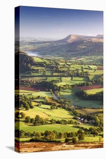 The River Usk and rolling countryside in the Brecon Beacons National Park, Powys, Wales, UK. Autumn-Adam Burton-Premier Image Canvas