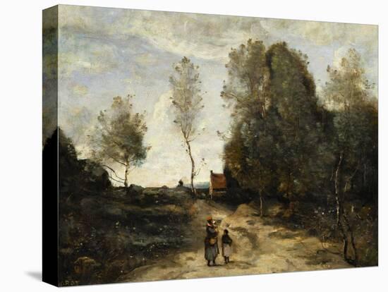 The Road (Corot Entourage)-Jean-Baptiste-Camille Corot-Premier Image Canvas