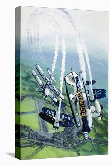 The Rothmans Aerobatics Team Flying in Their Stampe SV4B Biplanes-Wilf Hardy-Premier Image Canvas