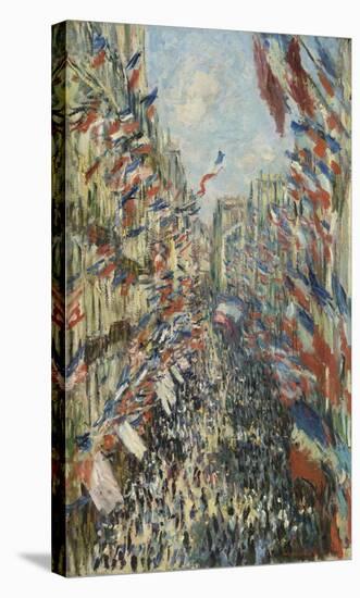 The Rue Montorgueil in Paris Celebration of June 30, 1878-Claude Monet-Stretched Canvas