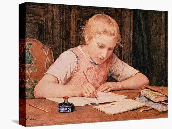 The Schoolgirl, 1900 watercolor on paper-Albert Anker-Premier Image Canvas