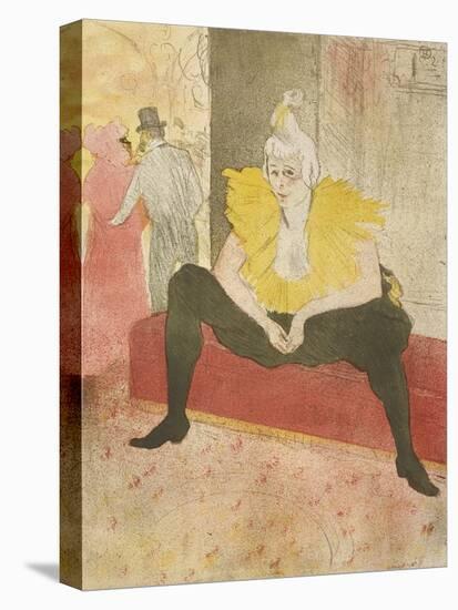 The Seated Clowness (Miss Cha-U-Kao), 1896 (Litho Printed in Green-Black, Black-Brown, Yellow, Red-Henri de Toulouse-Lautrec-Premier Image Canvas