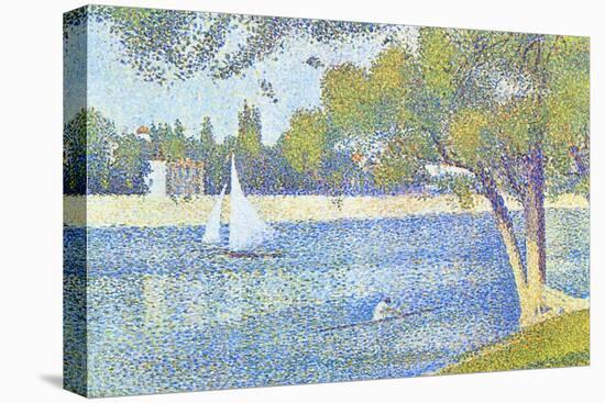 The Seine by the Island of Jatte in Spring-Georges Seurat-Stretched Canvas