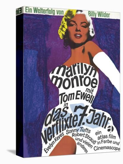 The Seven Year Itch, German Movie Poster, 1955-null-Stretched Canvas