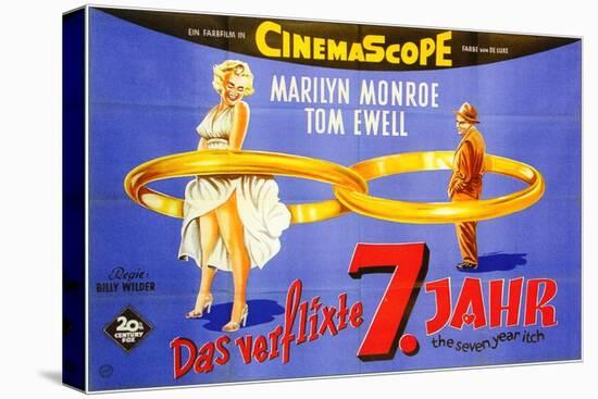 The Seven Year Itch, German Movie Poster, 1955-null-Stretched Canvas