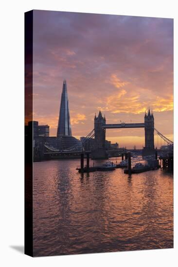 The Shard and Tower Bridge on the River Thames at Sunset, London, England, United Kingdom, Europe-Stuart Black-Premier Image Canvas