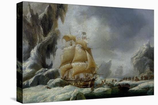 The Ship of Jules Dumont D'Urville Stuck in an Ice Floe in Antarctica-Louis Garneray-Premier Image Canvas