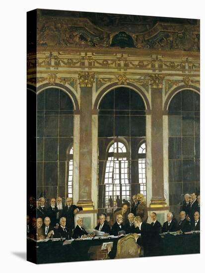 The Signing of the Peace Treaty in the Hall of Mirrors, Versailles, June 28, 1919-William Orpen-Premier Image Canvas