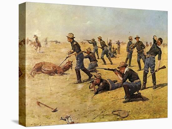 The Skirmish Line-Charles Shreyvogel-Stretched Canvas