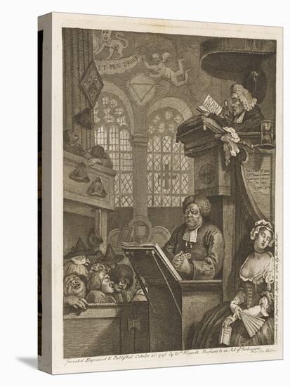 The Sleeping Congregation a Preacher is Reading His Sermon to a Sleeping Congregation-William Hogarth-Stretched Canvas