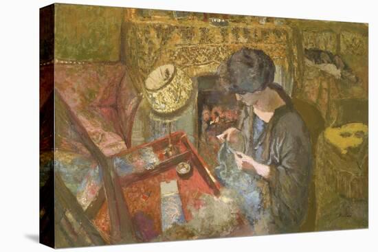 The Small Drawing-Room: Mme Hessel at Her Sewing Table, 1917-Edouard Vuillard-Premier Image Canvas