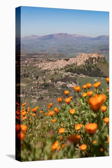The Small Hill Town of Calascibetta Seen from Enna, Sicily, Italy, Europe-Martin Child-Premier Image Canvas