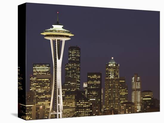 The Space Needle and Skyline at Night, Seattle, Washington, USA-Dennis Flaherty-Premier Image Canvas