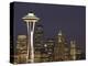 The Space Needle and Skyline at Night, Seattle, Washington, USA-Dennis Flaherty-Premier Image Canvas