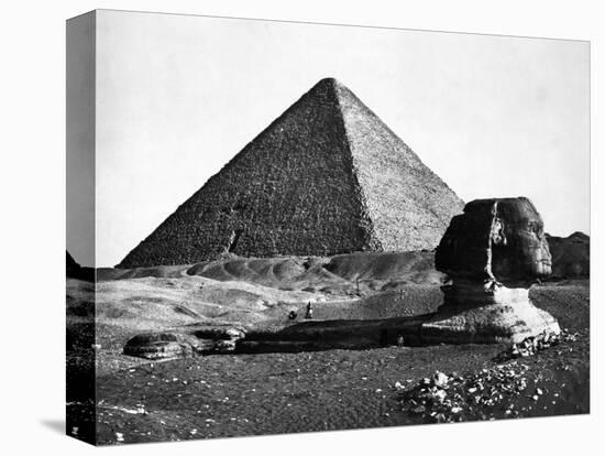 The Sphinx and the Pyramid of Cheops Standing in the Desert-null-Premier Image Canvas