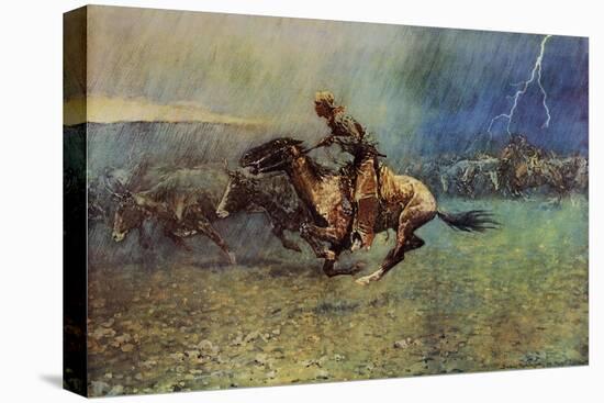 The Stampede-Frederic Sackrider Remington-Stretched Canvas