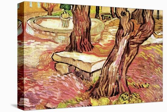 The Stone Bench in the Garden of Saint-Paul Hospital-Vincent van Gogh-Stretched Canvas