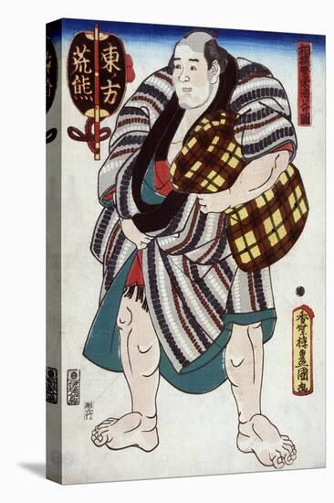 The Sumo Wrestler Arakuma of the East Side, Japanese Wood-Cut Print-Lantern Press-Stretched Canvas