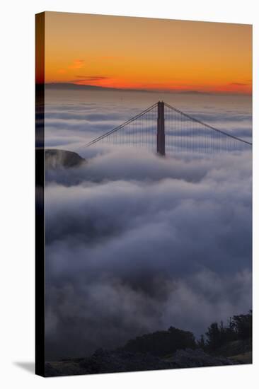 The Sunrise Of A Foggy San Francisco Bay And The North Tower Of The Golden Gate Bridge-Joe Azure-Stretched Canvas