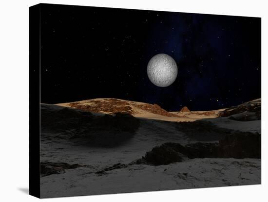 The Surface of Pluto with Charon in the Sky-Stocktrek Images-Premier Image Canvas