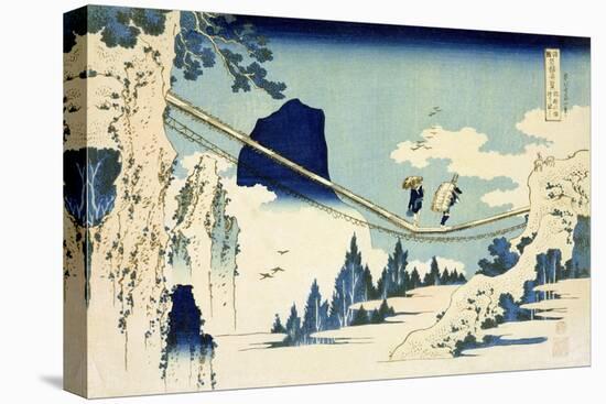 The Suspension Bridge Between Hida and Etchu-Katsushika Hokusai-Premier Image Canvas