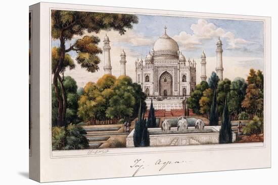 The Taj Mahal from the Garden, C.1840 (Pen and Grey Ink, W/C, Heightened with Touches of White,)-null-Premier Image Canvas