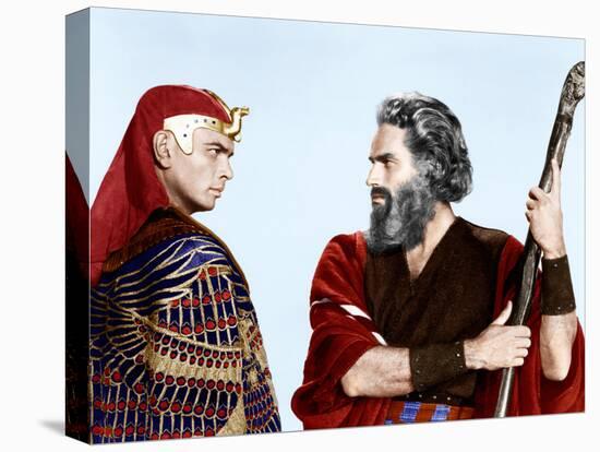 The Ten Commandments, Yul Brynner, Charlton Heston, 1956-null-Stretched Canvas