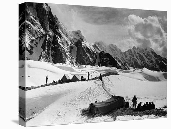 The Tents of the Hunza and of the Italian Alpinists of the Ascent of K2 at Concordia Camp-null-Premier Image Canvas