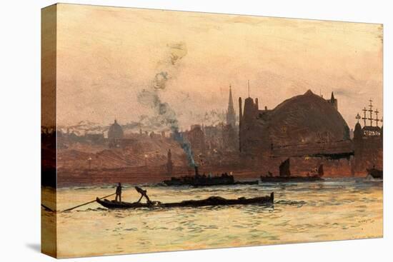 The Thames near Charing Cross, London, 1892 (Oil on Board)-William Lionel Wyllie-Premier Image Canvas