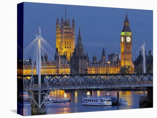 The Thames, Westminster Palace, Hungerford Bridge, Big Ben, in the Evening-Rainer Mirau-Premier Image Canvas