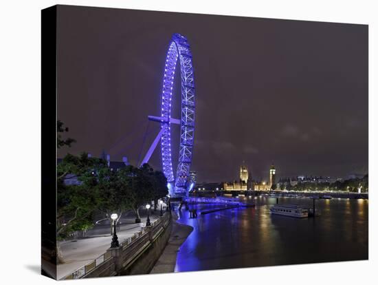 The Thames with London Eye and the Houses of Parliament, Parliament Building, London-Axel Schmies-Premier Image Canvas