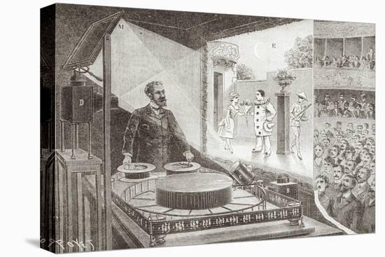 The "Theatre Optique" and Its Inventor Emile Reynaud with a Scene from "Pauvre Pierrot"-Louis Poyet-Premier Image Canvas