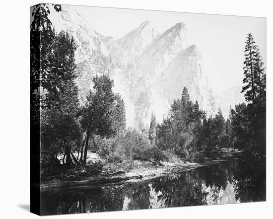 The Three Brothers, 4480 ft., Yosemite-Carleton E Watkins-Stretched Canvas