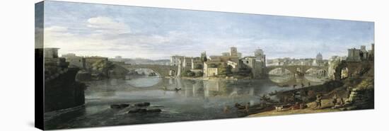 The Tiberian Island in Rome-Vanvitelli (Gaspar van Wittel)-Stretched Canvas