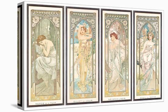 The times of the Day; Les Heures Du Jour (A Set of Four), 1899 (Colour Lithograph)-Alphonse Marie Mucha-Premier Image Canvas