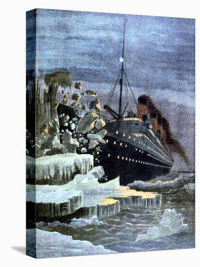 The 'Titanic' Colliding with an Iceberg, 1912-null-Premier Image Canvas