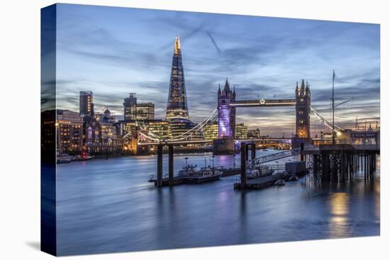 The Tower Bridge in London Seen from the East at Dusk. in the Background-David Bank-Premier Image Canvas