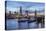 The Tower Bridge in London Seen from the East at Dusk. in the Background-David Bank-Premier Image Canvas