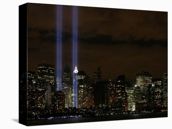 The Towers of Light Shine Over the Manhatten Skyline-null-Premier Image Canvas