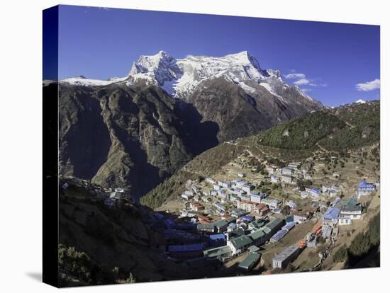 The Town of Namche Bazaar with the Kongde Ri (Kwangde Ri) Mountain Range in the Background-John Woodworth-Premier Image Canvas