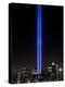 The Tribute of Light Memorial Shines into the Sky Over the Night Skyline of New York City-null-Premier Image Canvas