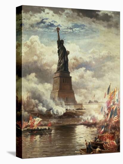 The Unveiling of the Statue of Liberty, Enlightening the World, 1886-Edward Moran-Premier Image Canvas