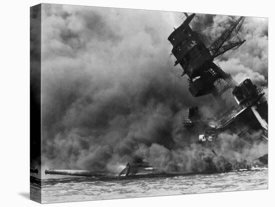 The USS Arizona Burning after the Japanese Attack on Pearl Harbor, Dec. 7, 1941-null-Premier Image Canvas